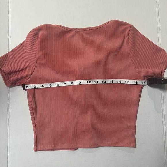 Women's Papaya Pink Tie-Front Top - Picture 4 of 5